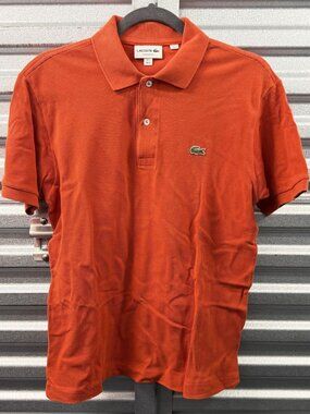 LACOSTE Burnt Orange Crocodile Logo Short Sleeves Classic Fit Polo Sz S